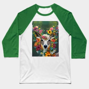 Deer Flowers Baseball T-Shirt